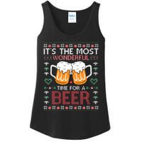 Xmas Wonderful Time For A Beer Ugly Christmas Sweaters Ladies Essential Tank