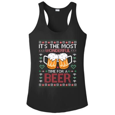 Xmas Wonderful Time For A Beer Ugly Christmas Sweaters Ladies PosiCharge Competitor Racerback Tank