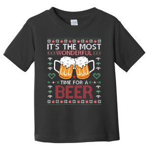 Xmas Wonderful Time For A Beer Ugly Christmas Sweaters Toddler T-Shirt