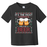 Xmas Wonderful Time For A Beer Ugly Christmas Sweaters Toddler T-Shirt