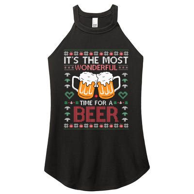 Xmas Wonderful Time For A Beer Ugly Christmas Sweaters Women's Perfect Tri Rocker Tank