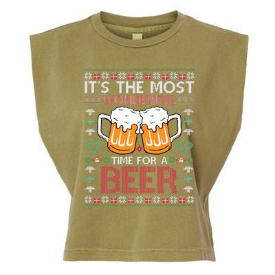 Xmas Wonderful Time For A Beer Ugly Christmas Sweaters Garment-Dyed Women's Muscle Tee