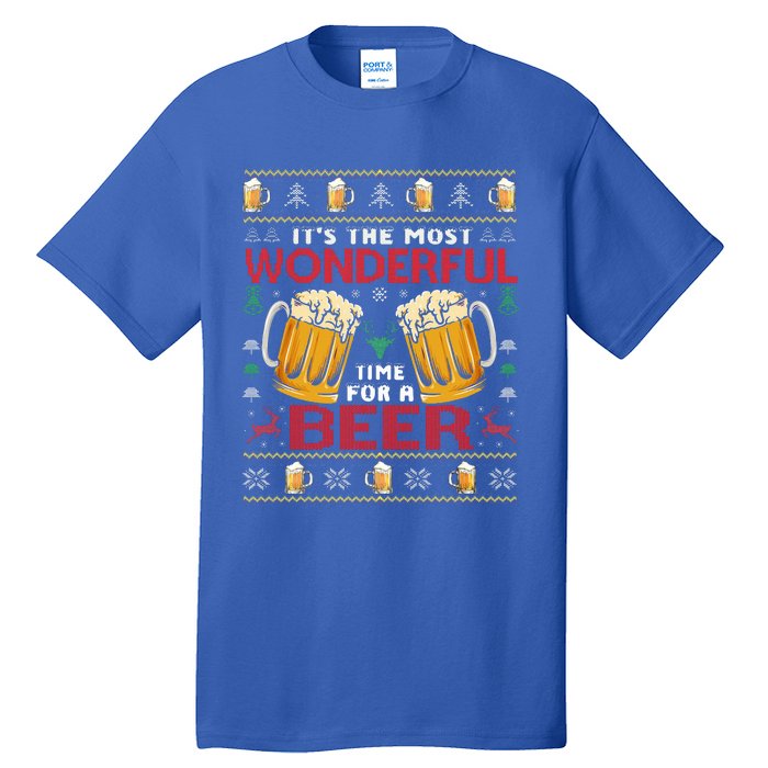 Xmas Wonderful Time For A Beer Ugly Christmas Sweaters  Tall T-Shirt