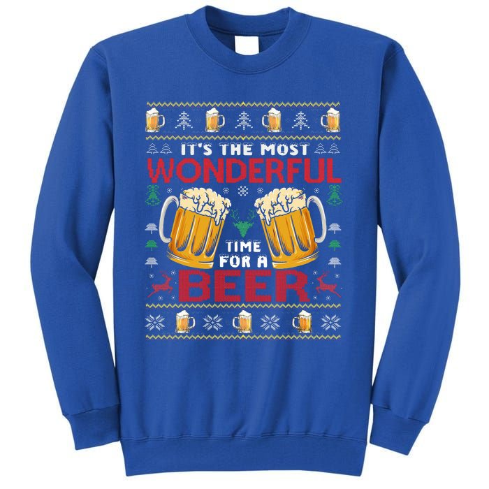 Xmas Wonderful Time For A Beer Ugly Christmas Sweaters  Tall Sweatshirt