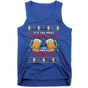 Xmas Wonderful Time For A Beer Ugly Christmas Sweaters  Tank Top