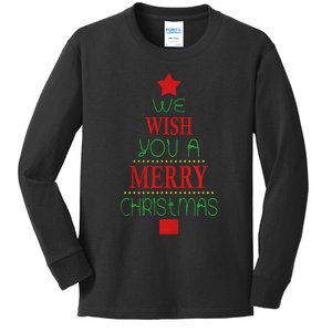 Xmas We Wish You A Merry Christmas Santa Gift Kids Long Sleeve Shirt