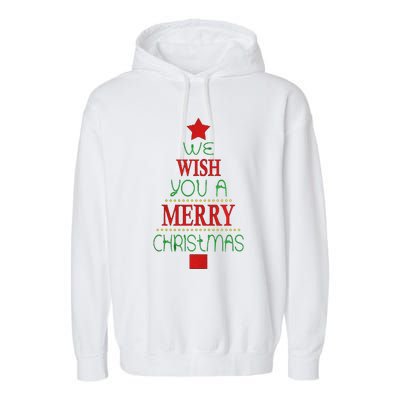 Xmas We Wish You A Merry Christmas Santa Gift Garment-Dyed Fleece Hoodie