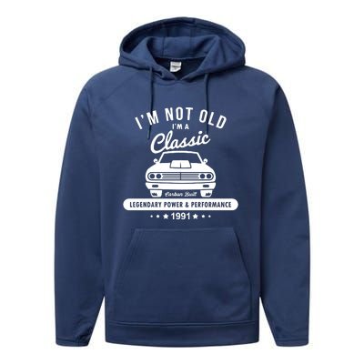 Year 1991 Car 31 Years Old Performance Fleece Hoodie