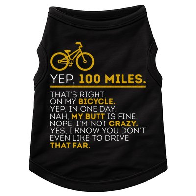 Yep 100 Miles Bike Cycling Humor Cyclist Bicycle Riding Love Doggie Tank