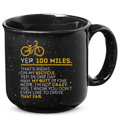Yep 100 Miles Bike Cycling Humor Cyclist Bicycle Riding Love 15oz Campfire Ceramic Mug