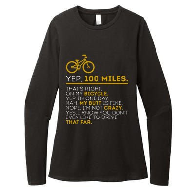 Yep 100 Miles Bike Cycling Humor Cyclist Bicycle Riding Love Womens CVC Long Sleeve Shirt