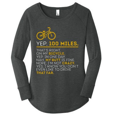 Yep 100 Miles Bike Cycling Humor Cyclist Bicycle Riding Love Women's Perfect Tri Tunic Long Sleeve Shirt