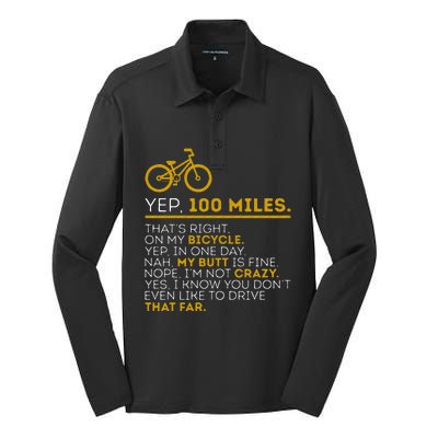 Yep 100 Miles Bike Cycling Humor Cyclist Bicycle Riding Love Silk Touch Performance Long Sleeve Polo