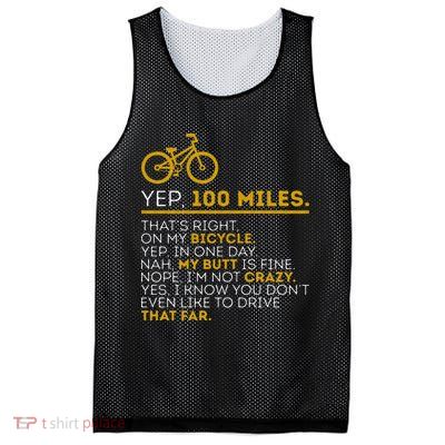 Yep 100 Miles Bike Cycling Humor Cyclist Bicycle Riding Love Mesh Reversible Basketball Jersey Tank