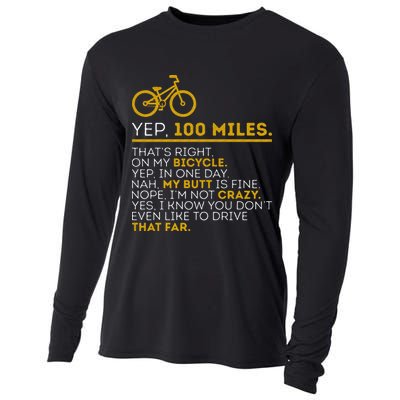 Yep 100 Miles Bike Cycling Humor Cyclist Bicycle Riding Love Cooling Performance Long Sleeve Crew