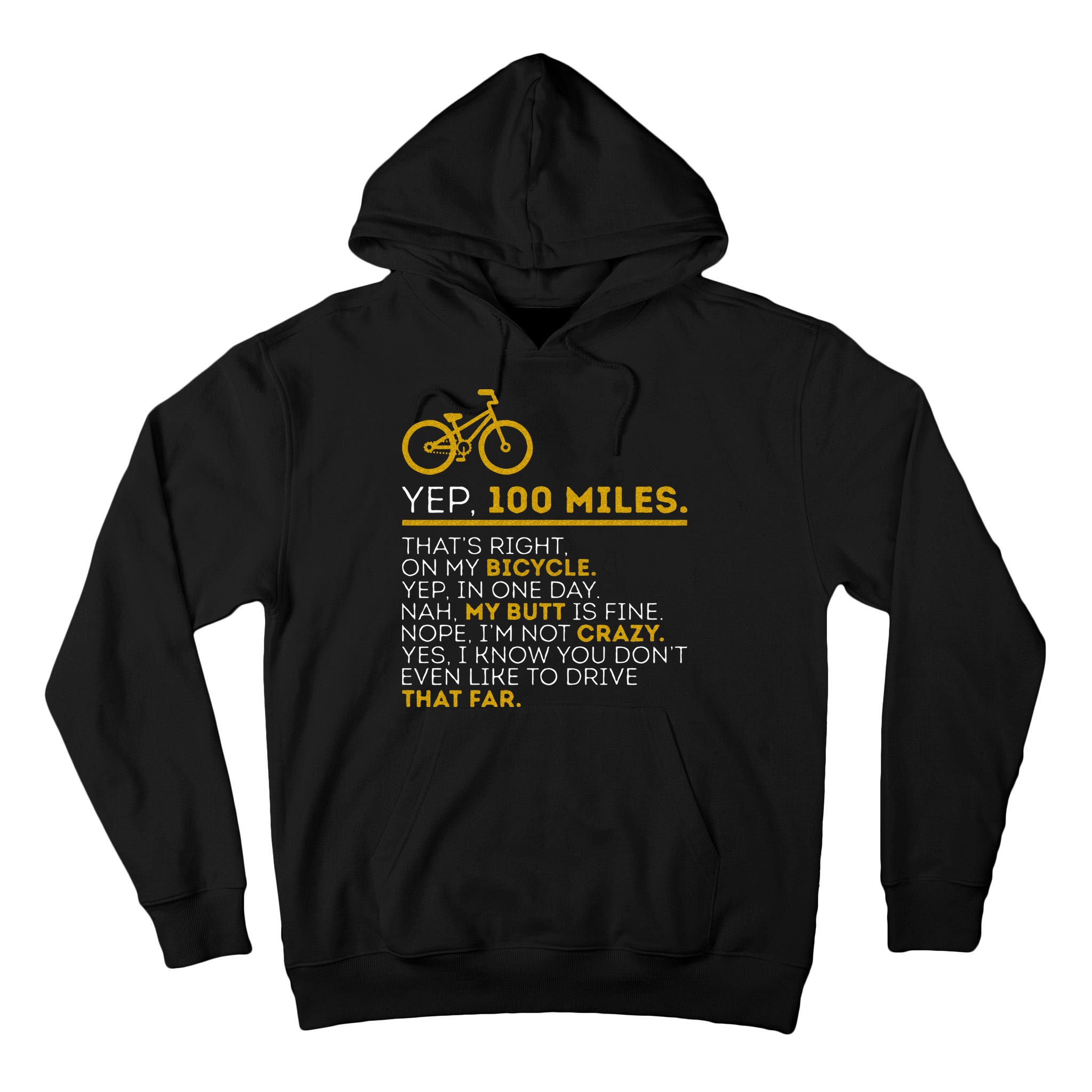 Yep 100 Miles Bike Cycling Humor Cyclist Bicycle Riding Love Tall Hoodie