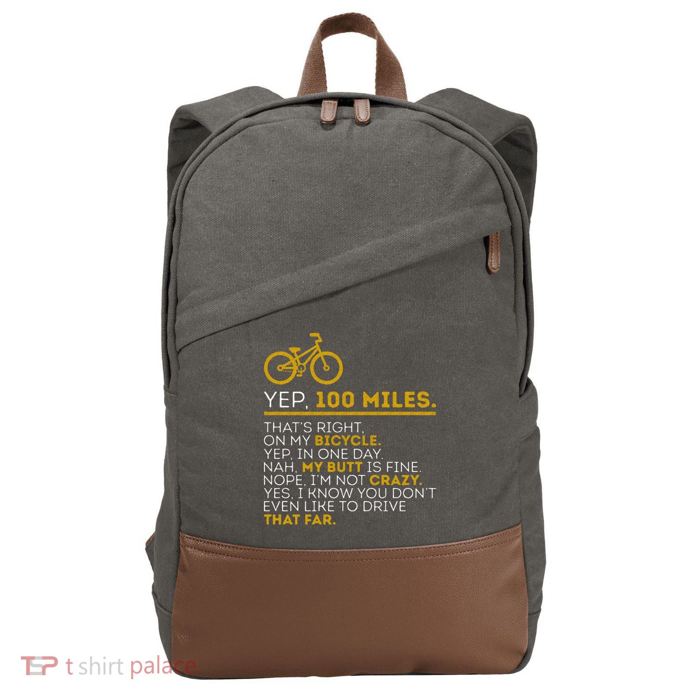 Yep 100 Miles Bike Cycling Humor Cyclist Bicycle Riding Love Cotton Canvas Backpack