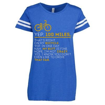 Yep 100 Miles Bike Cycling Humor Cyclist Bicycle Riding Love Enza Ladies Jersey Football T-Shirt