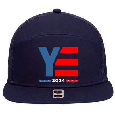 Ye 2024 For President 7 Panel Mesh Trucker Snapback Hat
