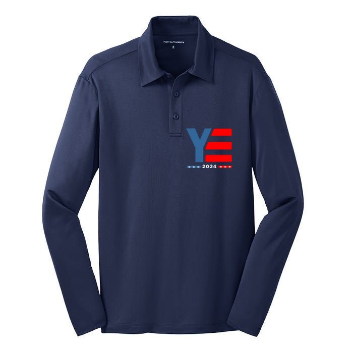 Ye 2024 For President Silk Touch Performance Long Sleeve Polo