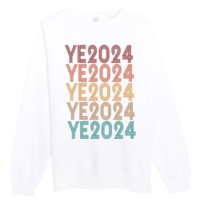 Ye 2024 Kanye For President Retro Premium Crewneck Sweatshirt