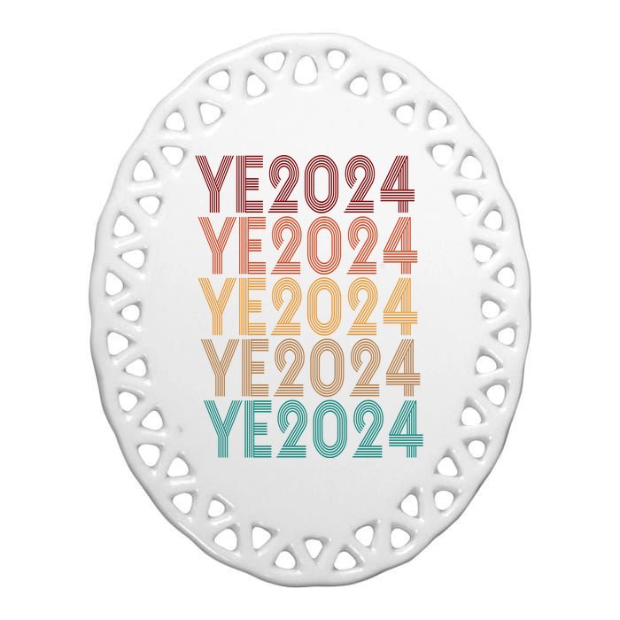 Ye 2024 Kanye For President Retro Ceramic Oval Ornament