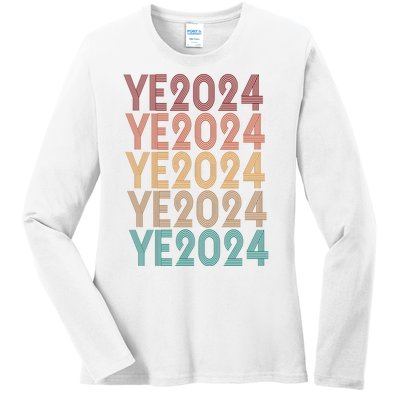 Ye 2024 Kanye For President Retro Ladies Long Sleeve Shirt