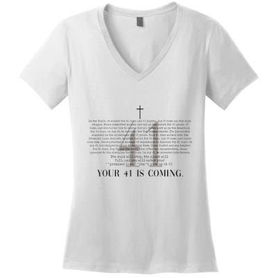Your 41 Is Coming Christian Women's V-Neck T-Shirt