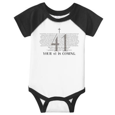 Your 41 Is Coming Christian Infant Baby Jersey Bodysuit