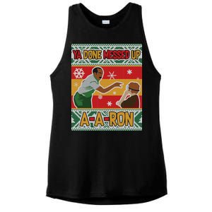 Ya Done Messed Up A-A-Ron Ugly Christmas Ladies PosiCharge Tri-Blend Wicking Tank