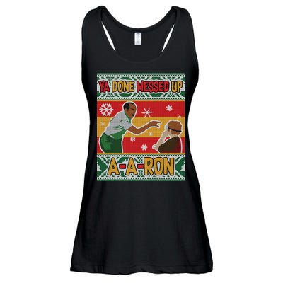 Ya Done Messed Up A-A-Ron Ugly Christmas Ladies Essential Flowy Tank