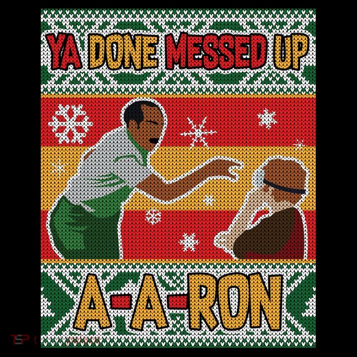 Ya Done Messed Up A-A-Ron Ugly Christmas Cropped Pullover Crew
