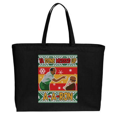 Ya Done Messed Up A-A-Ron Ugly Christmas Cotton Canvas Jumbo Tote