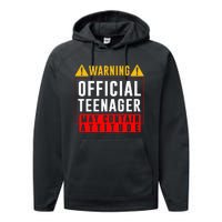 You Are 13 Sign Warning Nager Performance Fleece Hoodie