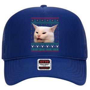 Yelling At A Cat Ugly XMas Sweaters Funny Meme Dress Great Gift High Crown Mesh Back Trucker Hat