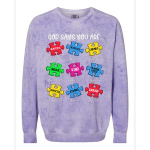 You Are Autism Awareness Puzzle Bible Verses Christian Colorblast Crewneck Sweatshirt