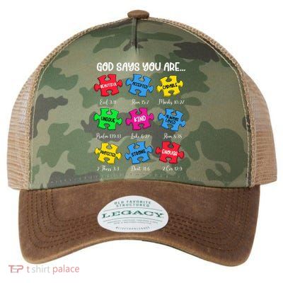 You Are Autism Awareness Puzzle Bible Verses Christian Legacy Tie Dye Trucker Hat