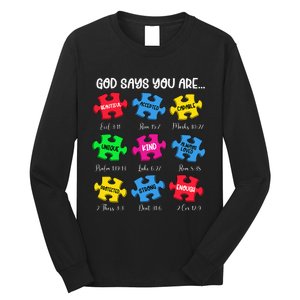 You Are Autism Awareness Puzzle Bible Verses Christian Long Sleeve Shirt