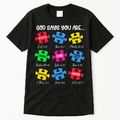 You Are Autism Awareness Puzzle Bible Verses Christian Tall T-Shirt