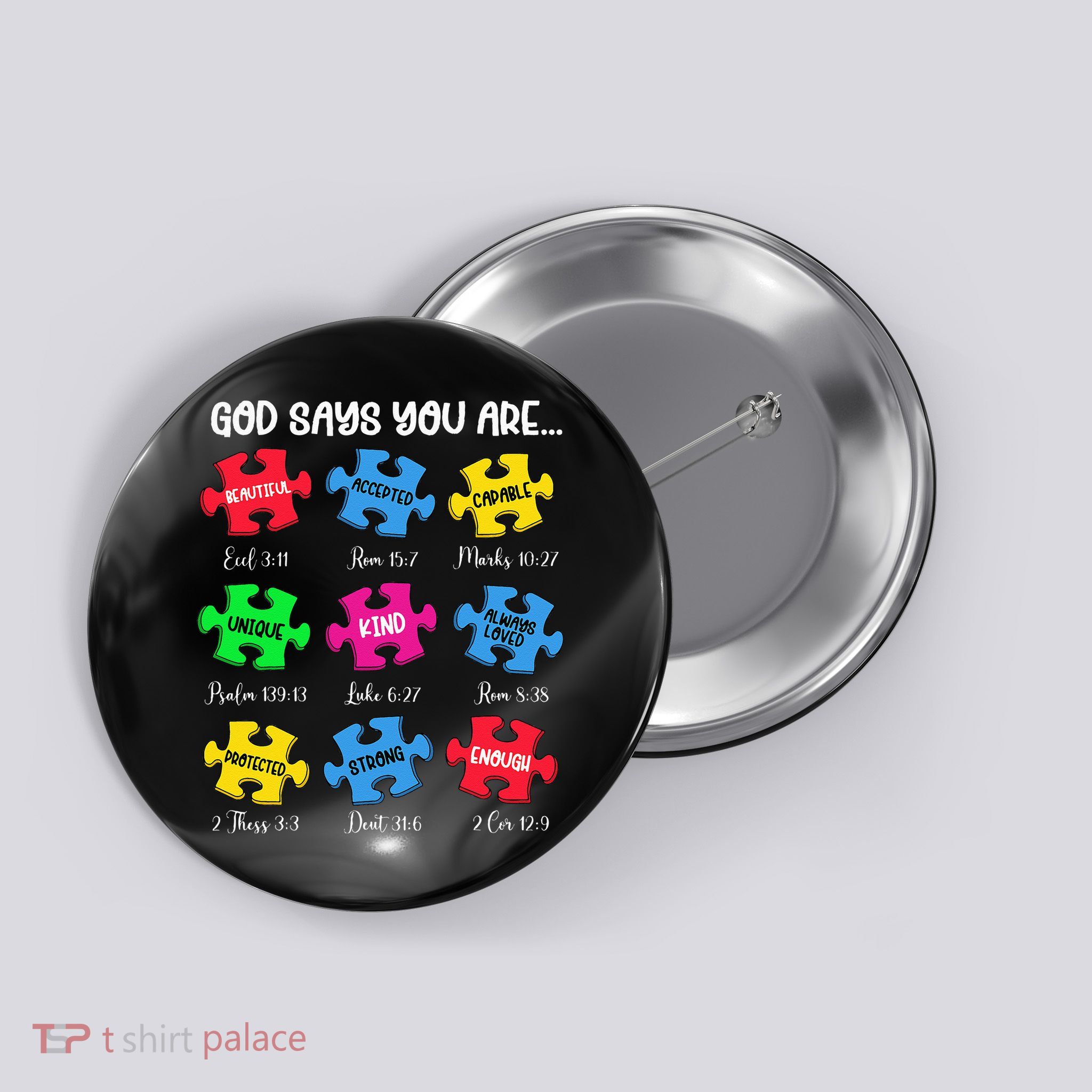 You Are Autism Awareness Puzzle Bible Verses Christian Button
