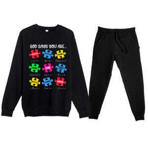 You Are Autism Awareness Puzzle Bible Verses Christian Premium Crewneck Sweatsuit Set