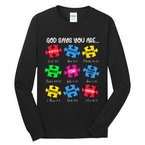 You Are Autism Awareness Puzzle Bible Verses Christian Tall Long Sleeve T-Shirt