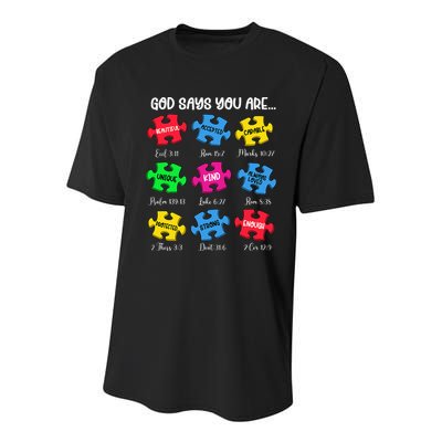 You Are Autism Awareness Puzzle Bible Verses Christian Youth Performance Sprint T-Shirt