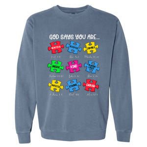 You Are Autism Awareness Puzzle Bible Verses Christian Garment-Dyed Sweatshirt