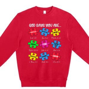 You Are Autism Awareness Puzzle Bible Verses Christian Premium Crewneck Sweatshirt