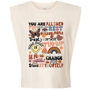 You Are Allowed To Thrive Retro Front Pocket Garment-Dyed Women's Muscle Tee