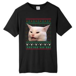 Yelling At A Cat Ugly Xmas Funny Meme Dress Gift Tall Fusion ChromaSoft Performance T-Shirt