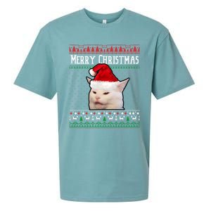 Yelling At A Smudge Cat Ugly Christmas Meme Great Gift Sueded Cloud Jersey T-Shirt