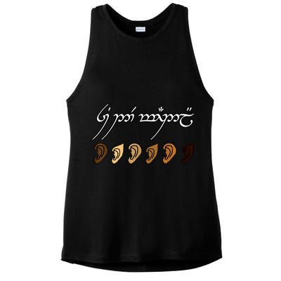 You All Are Welcome Here Elvish Elijah Funny Memes Wood Ladies PosiCharge Tri-Blend Wicking Tank