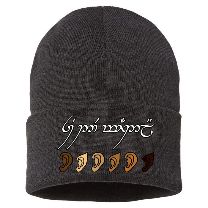 You All Are Welcome Here Elvish Elijah Funny Memes Wood Sustainable Knit Beanie
